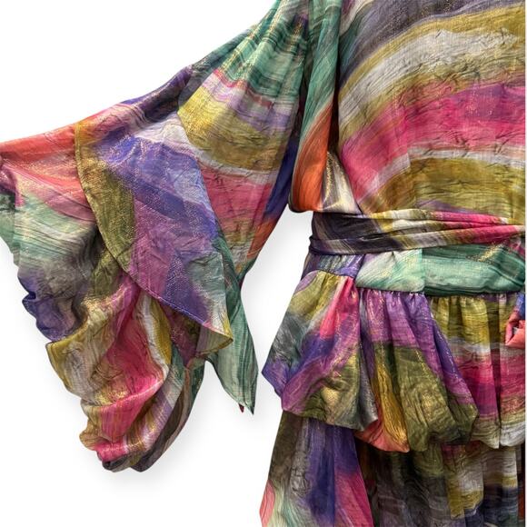 Valtadoros Mykonos Athens Ruffled Multicolor Mini Dress Size Small - Picture 4 of 6